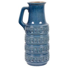 Scheurich West German Mid-Century Cornflower Blue Ceramic Pitcher