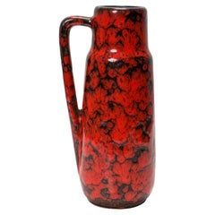 Scheurich West German Mid-Century Fat Lava Red and Black Glazed Ceramic Pitcher