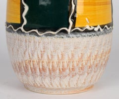Vaso in ceramica artistica dipinto a mano di metà secolo di Scheurich West German Pottery