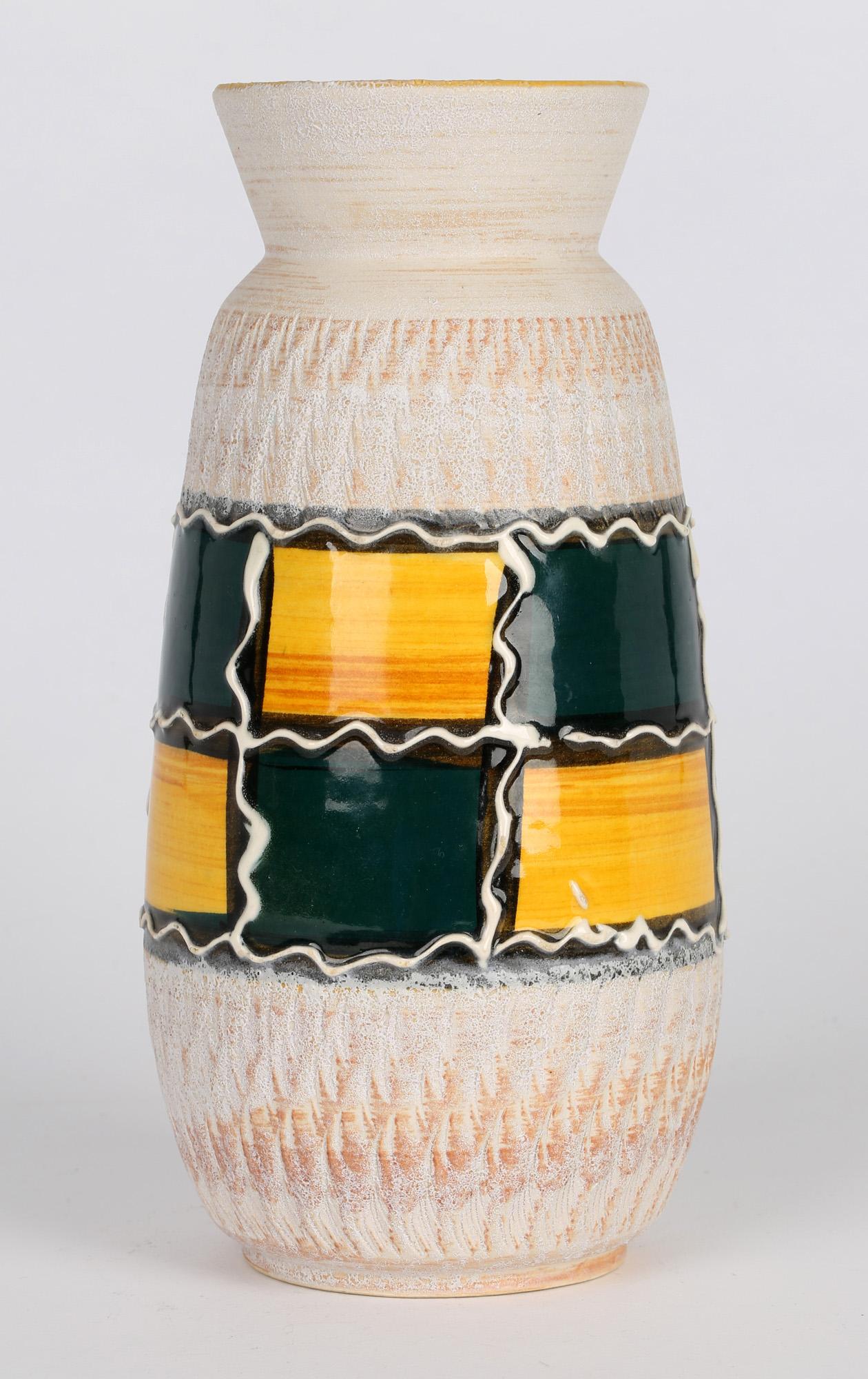 Mid-20th Century Scheurich West German Mid-Century Hand Painted Art Pottery Vase For Sale