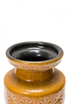 Scheurich West German Mid-Century Incised Floral 'Prisma' Design Glazed Vase