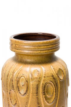 Scheurich Westdeutsche keramische Vase aus der Mitte des Jahrhunderts mit eingeschnittenem Gold