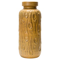 Retro Scheurich West German Mid-Century Incised Gold Ceramic Vase