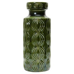 Scheurich West German Mid-Century Incised Green Vase