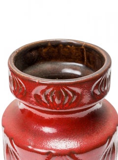 Scheurich West German Mid-Century 'Onion' Design Red Glazed Ceramic Vase