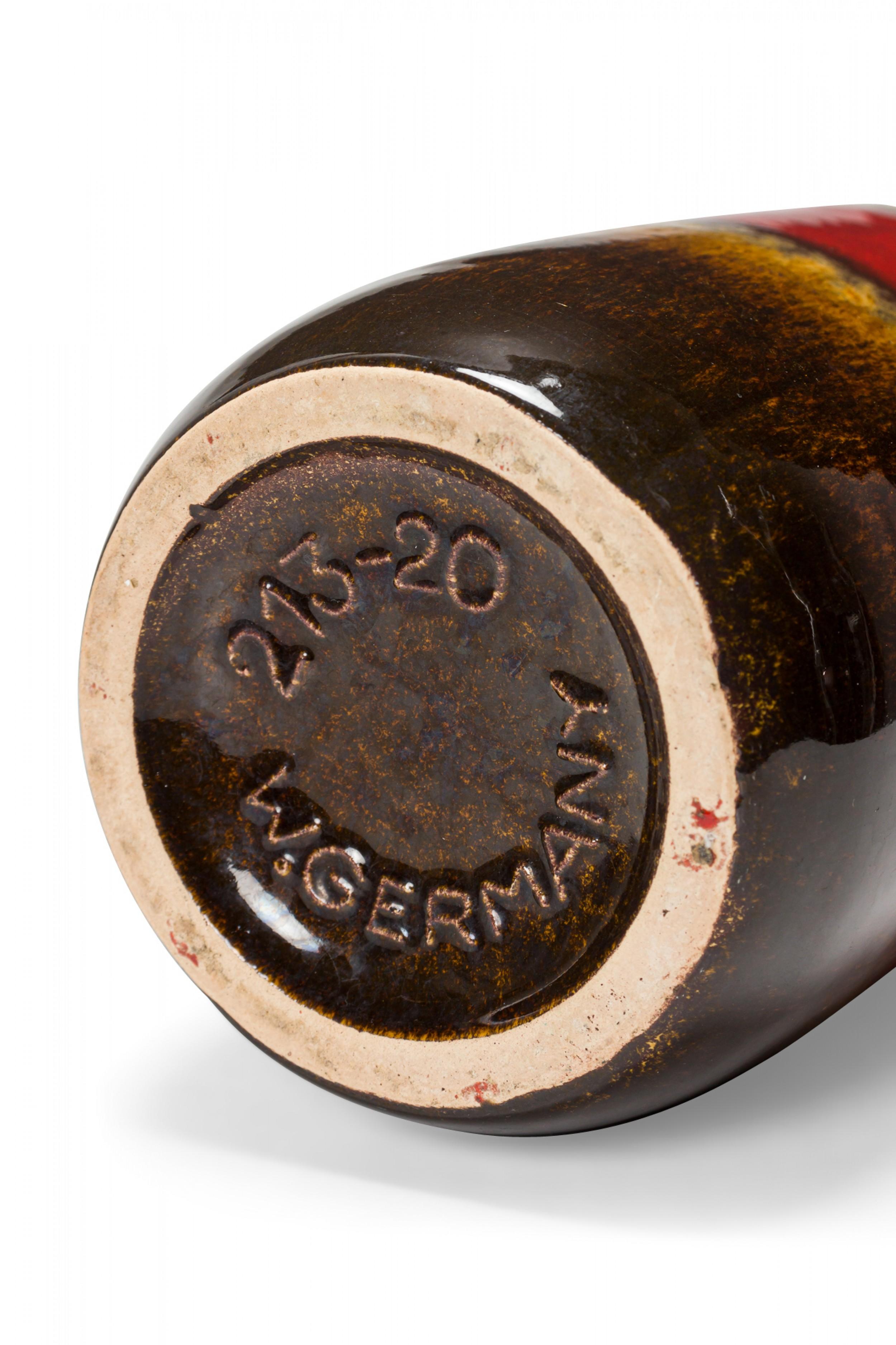 XX secolo Vaso in ceramica rossa e marrone della Germania occidentale di metà secolo Scheurich in vendita