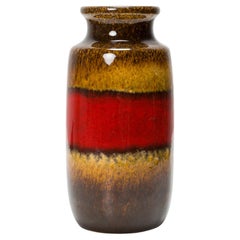 Scheurich West German Mid-Century Red and Brown Ceramic Vase