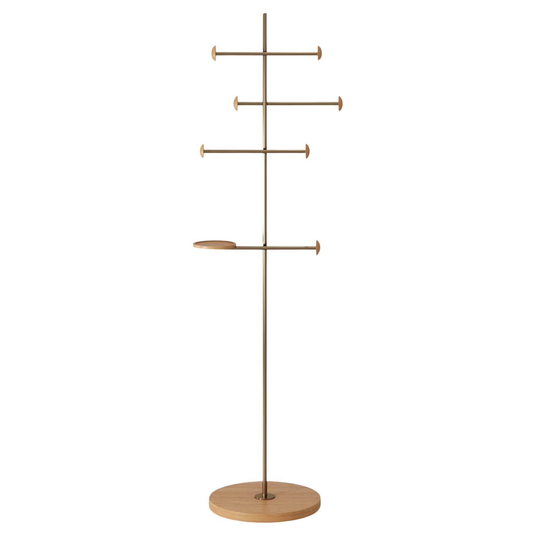 "Schiap” coat rack in steel and natural wood