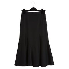 Schiaparelli 1990 Jupe Midi Plus FR36 Noir Laine Jupe Sculpturale UK8 US6
