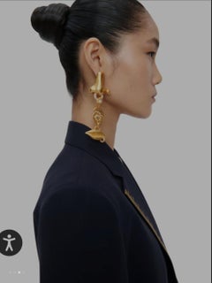 Schiaparelli ANATOMIC BIJOUX EARRINGpierced nose, surreal mouth, brass - pearls