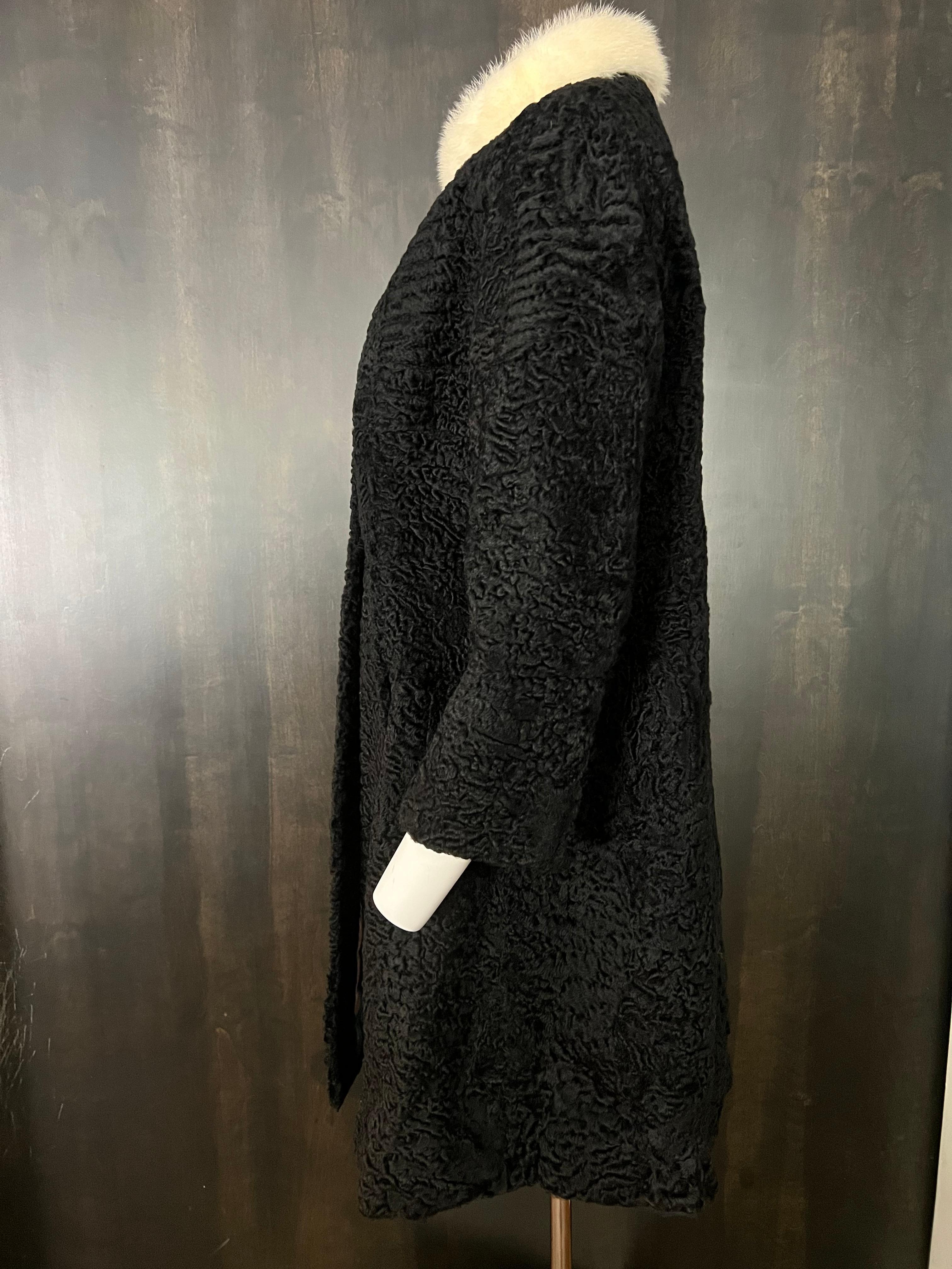 Women's Schiaparelli Black and White Fur Coat For Sale