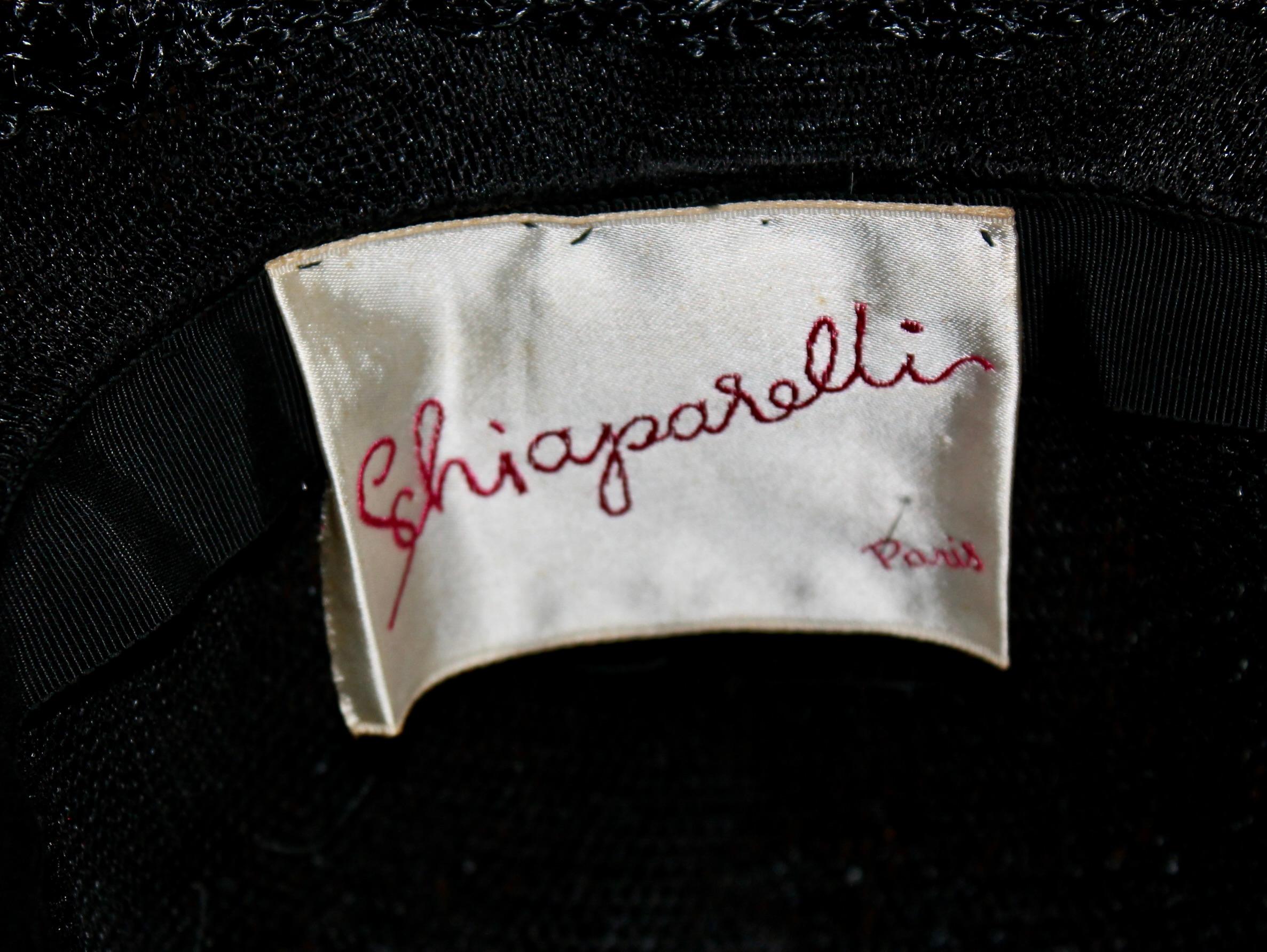 Schiaparelli Cappello Fedora Floppy in rafia nera con fiocco in vendita 7