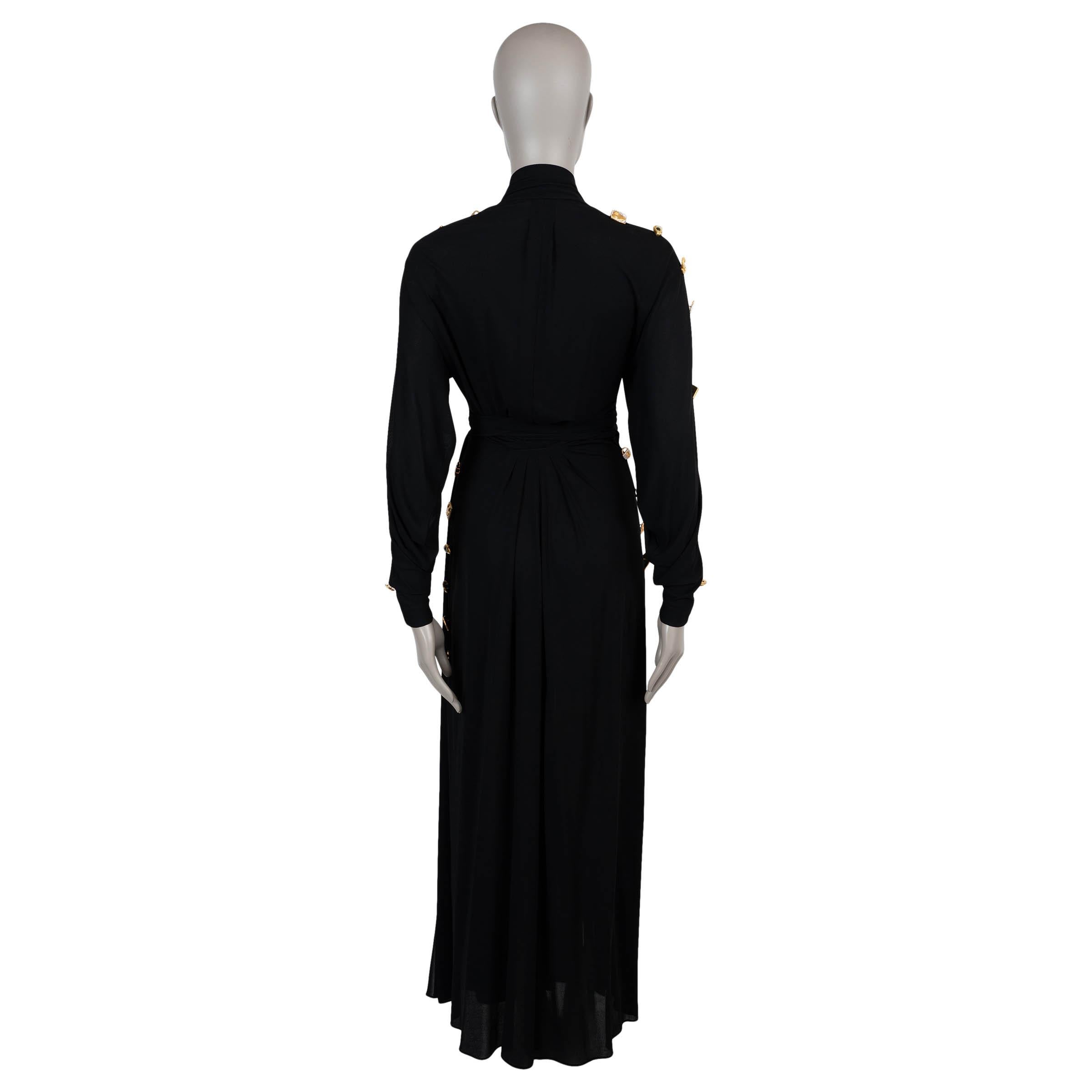 Noir SCHIAPARELLI noir viscose 2023 BIJOUX BUTTON WRAP Robe 34 XS en vente