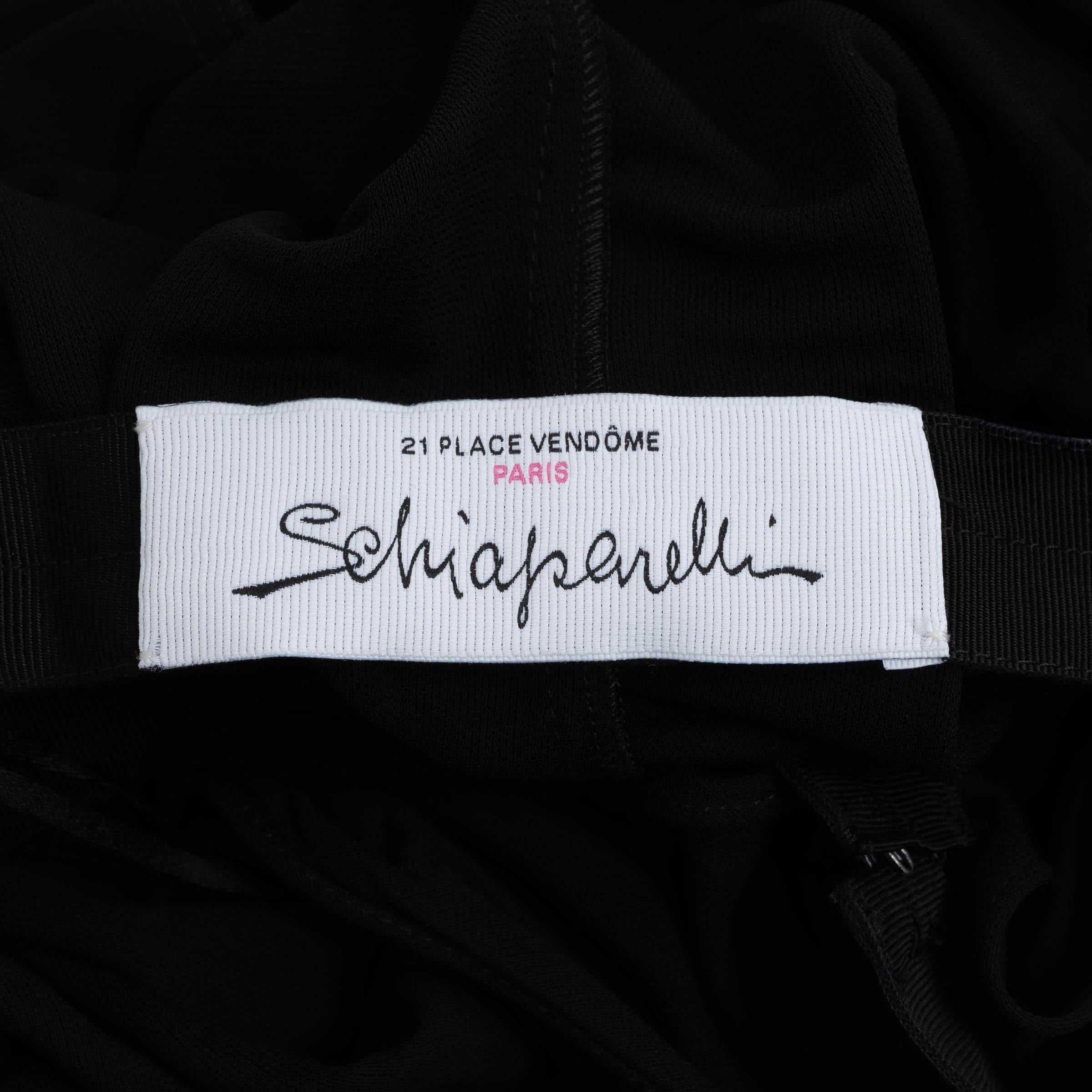 SCHIAPARELLI noir viscose 2023 BIJOUX BUTTON WRAP Robe 34 XS en vente 1