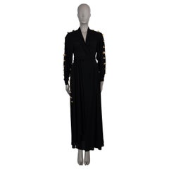 SCHIAPARELLI black viscose 2023 BIJOUX BUTTON WRAP Dress 34 XS