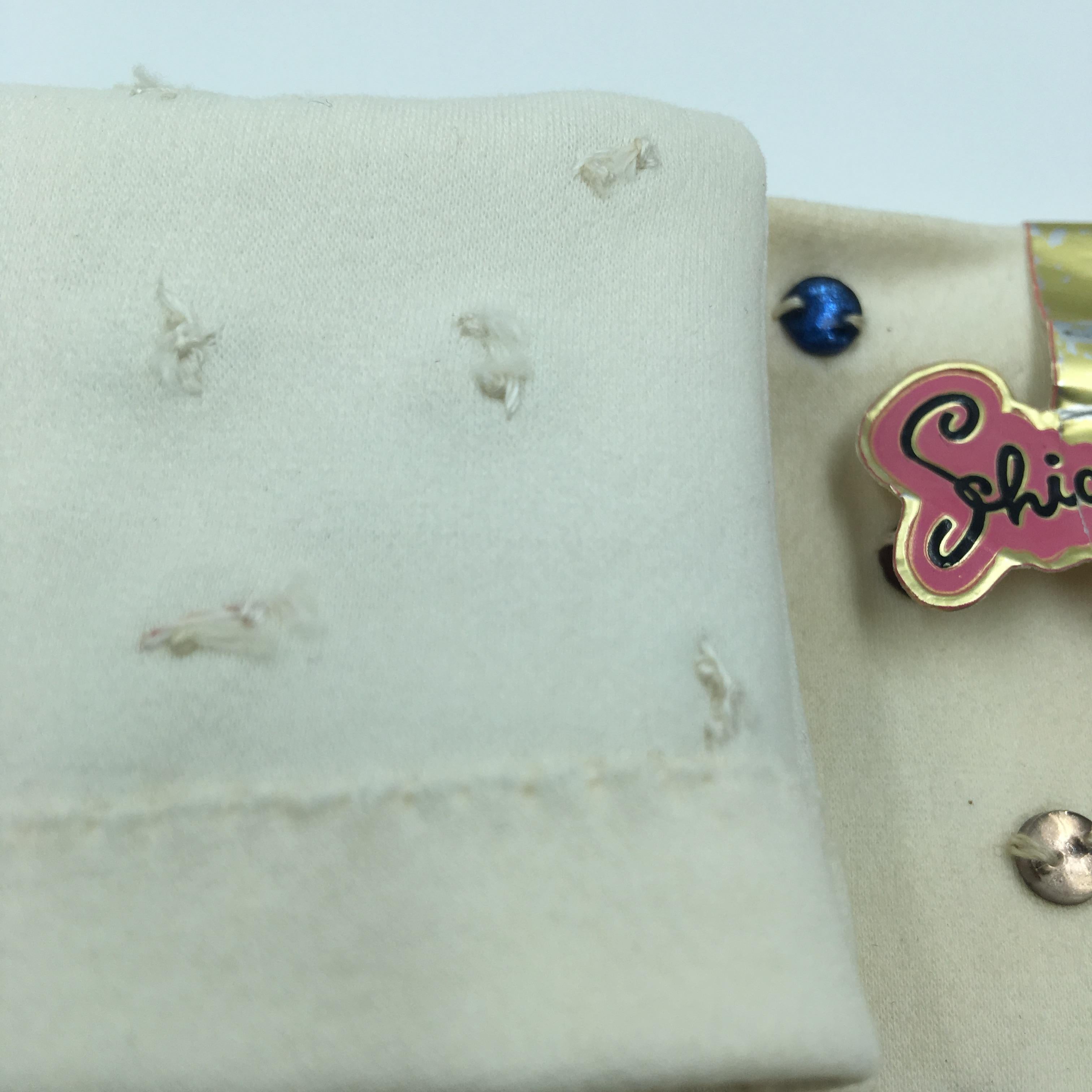 Schiaparelli by Fownes Cream Gloves w Hand Sewn Beaded Rhinestones Orignal tag 6