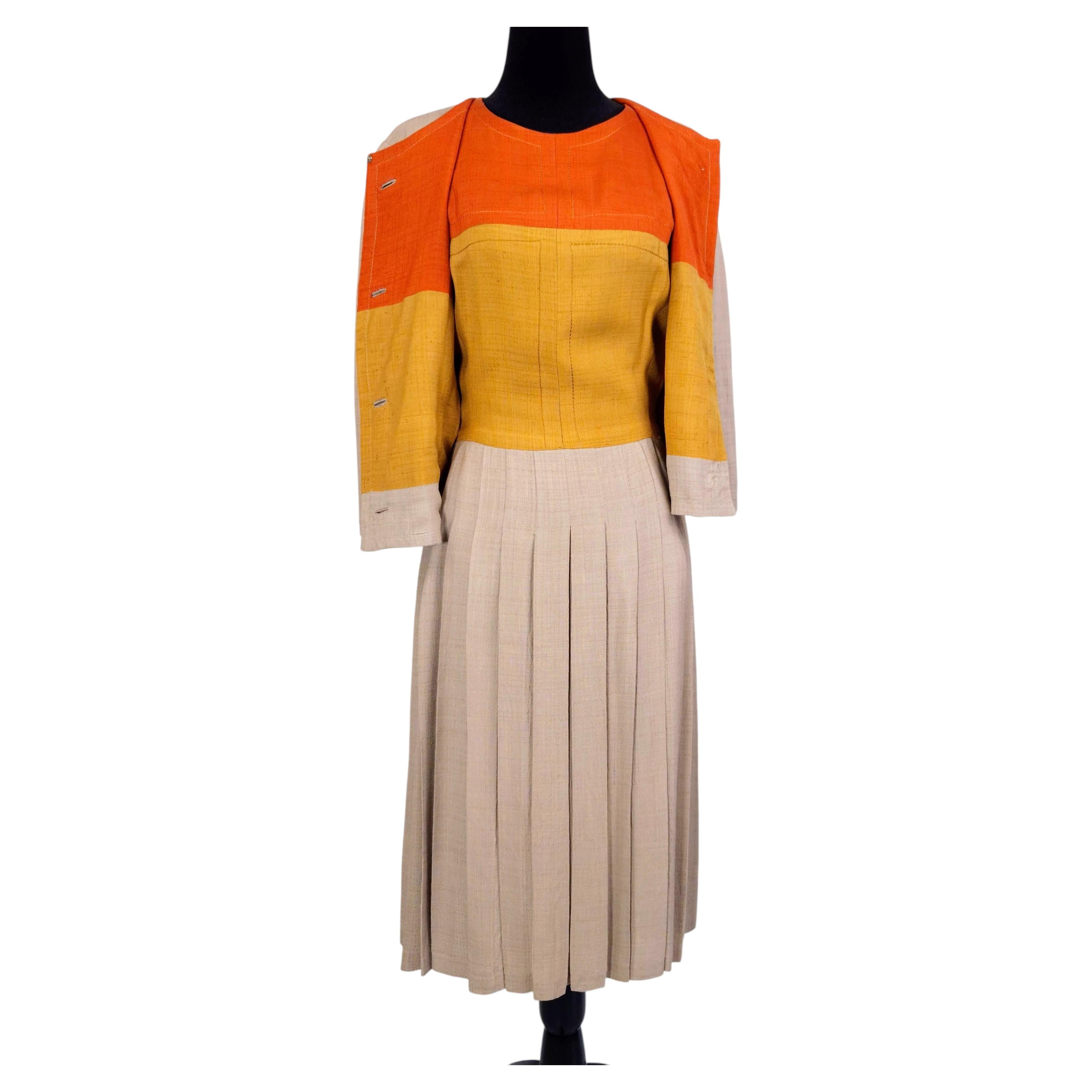 Schiaparelli matching suit and jacket vintage 50's outfit For Sale