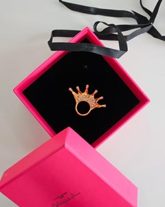 Schiaparelli crown ring, with gold brass and pearls. Iconic & sold out!