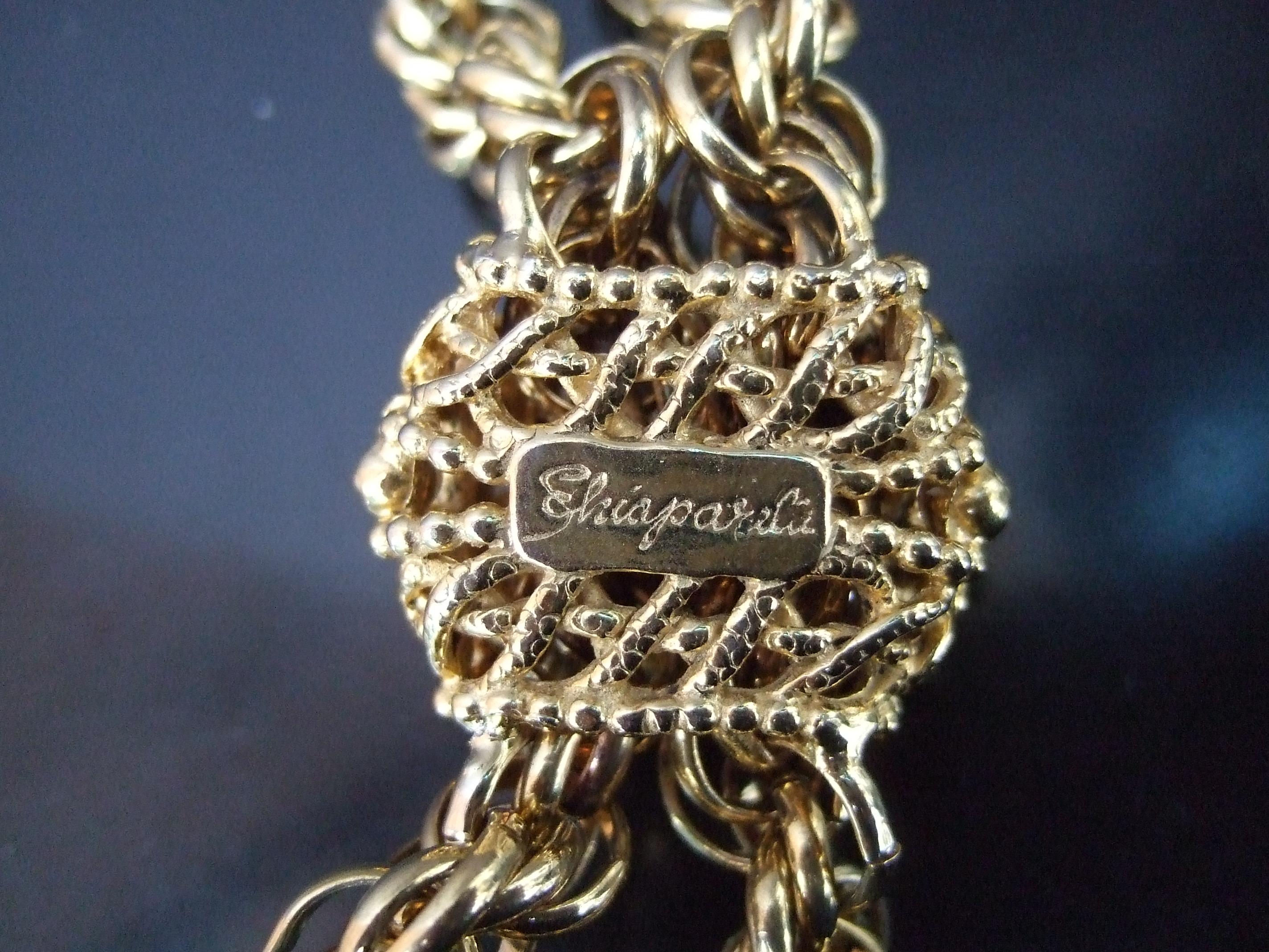 Schiaparelli Gilt Metal Fringe Tassel Choker Chain Necklace c 1960 3