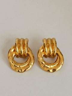 Schiaparelli gold earrings - abstract earrings in hammered gold brass Sold Out!