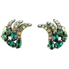 Vintage Schiaparelli green crystal earrings 50s