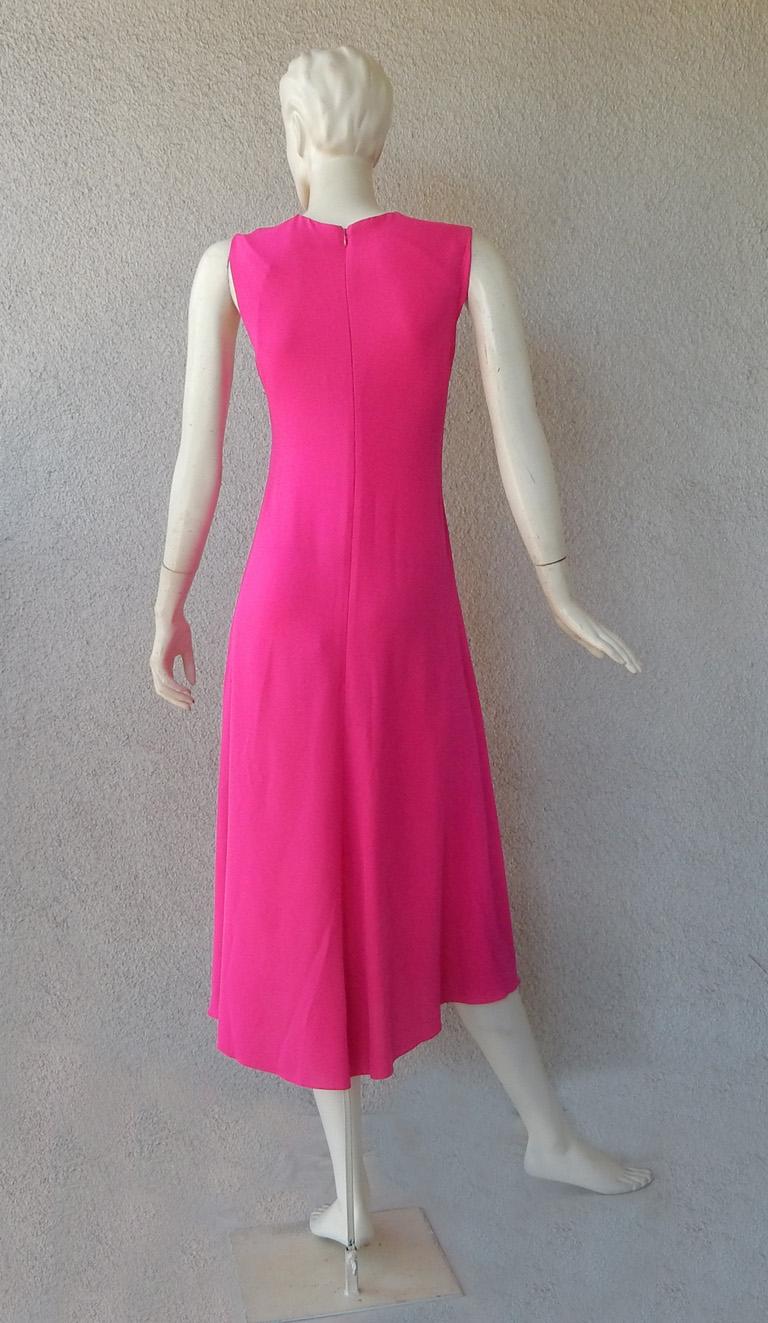 Schiaparelli Hot Pink Silk Dress & Coat Set Ensemble In New Condition For Sale In Los Angeles, CA