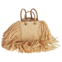 Schiaparelli Natural Raffia Triple Anatomy Jewelry Bag