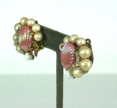 Schiaparelli Pink Shell Earrings