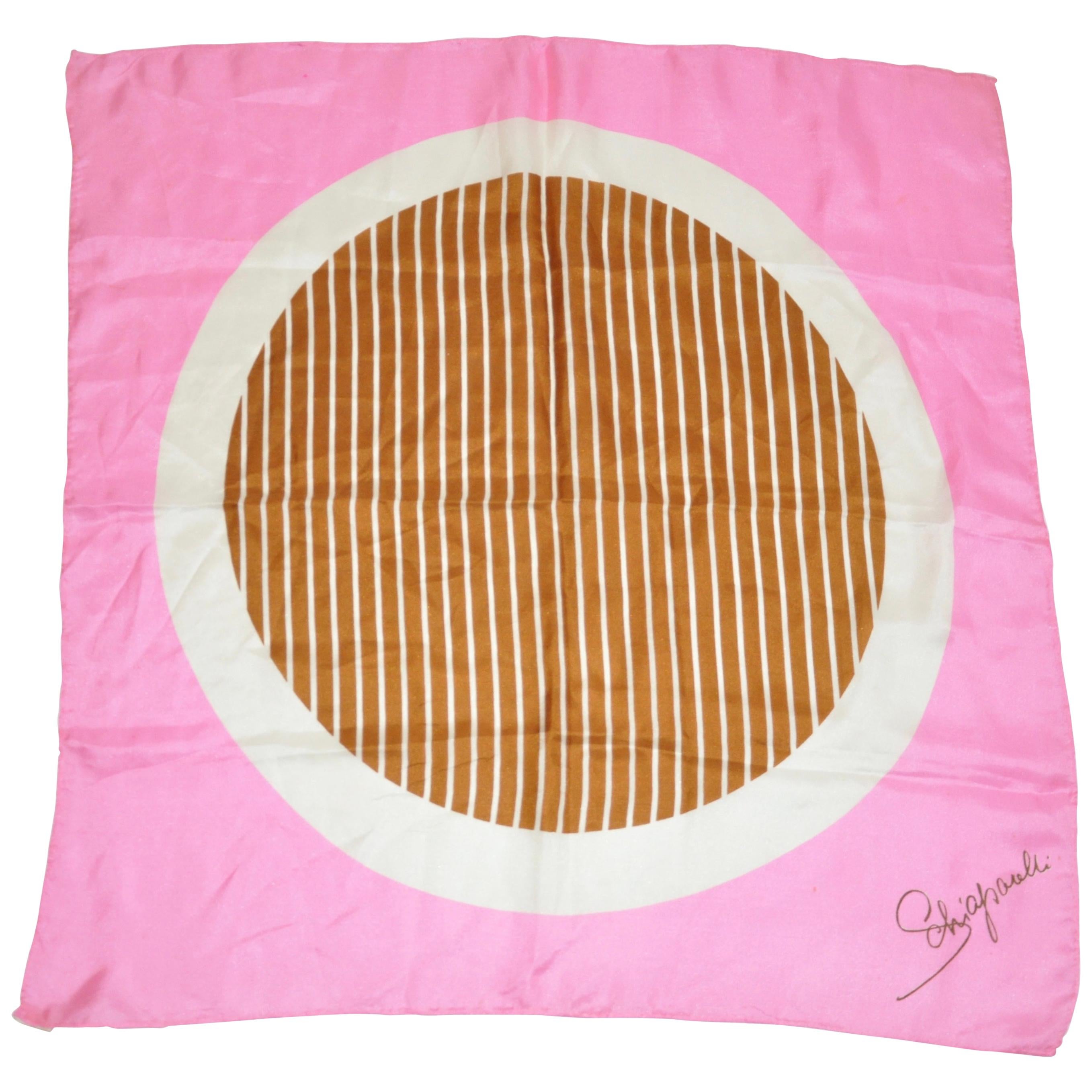 Schiaparelli Rare Fuchsia Border with "Striped Circle" Center Silk Scarf at  1stDibs | schiaparelli scarf, schiaparelli silk scarf