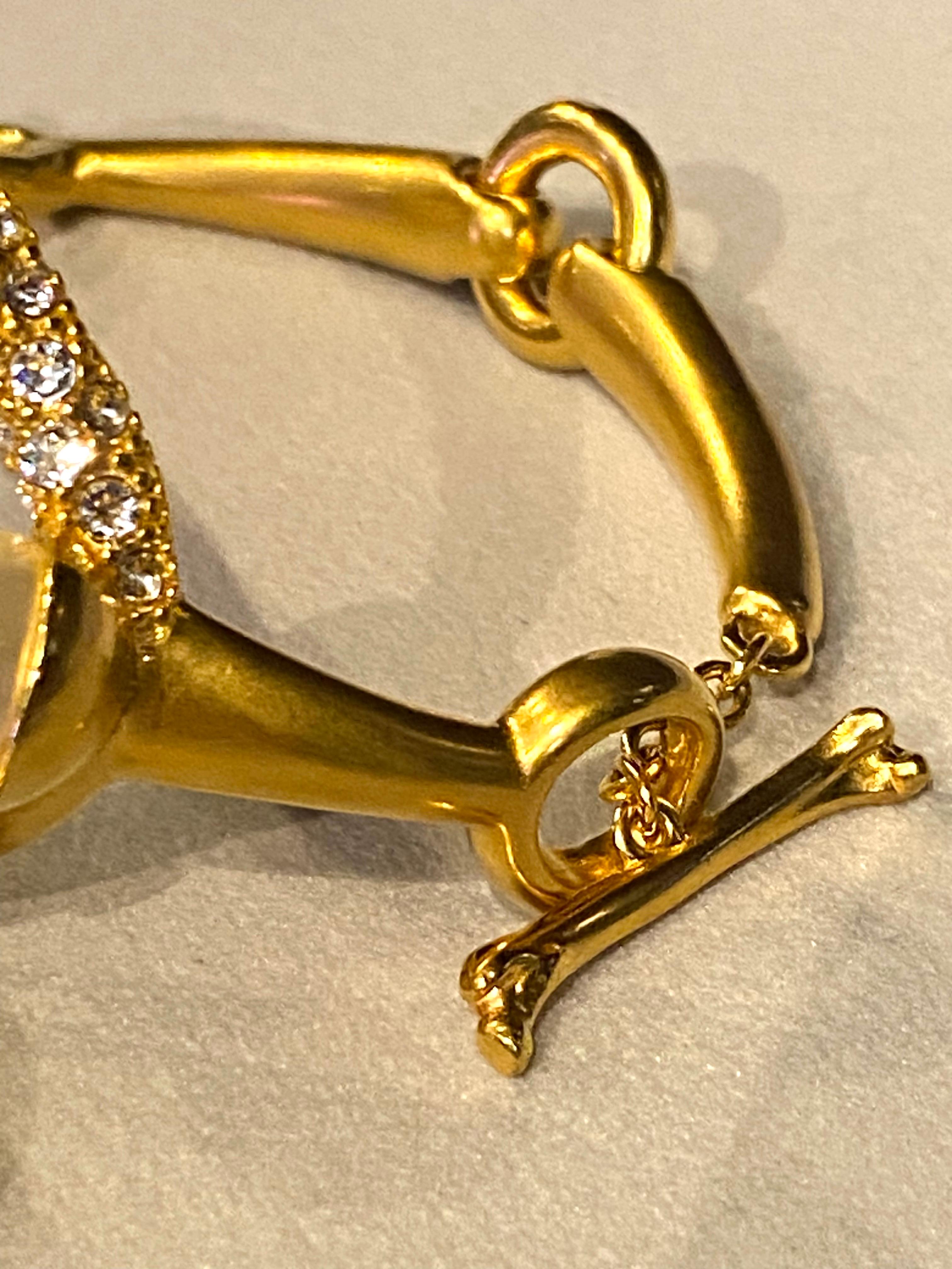 Schiaparelli Satin Gold, Pearl & Rhinestone Iconic Surrealist Charm Bracelet For Sale 4
