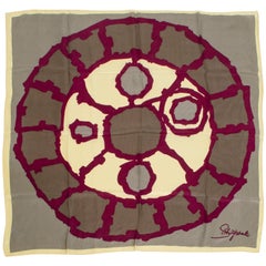 Retro Schiaparelli Silk Cipher Wheel Foulard Scarf, 1960s