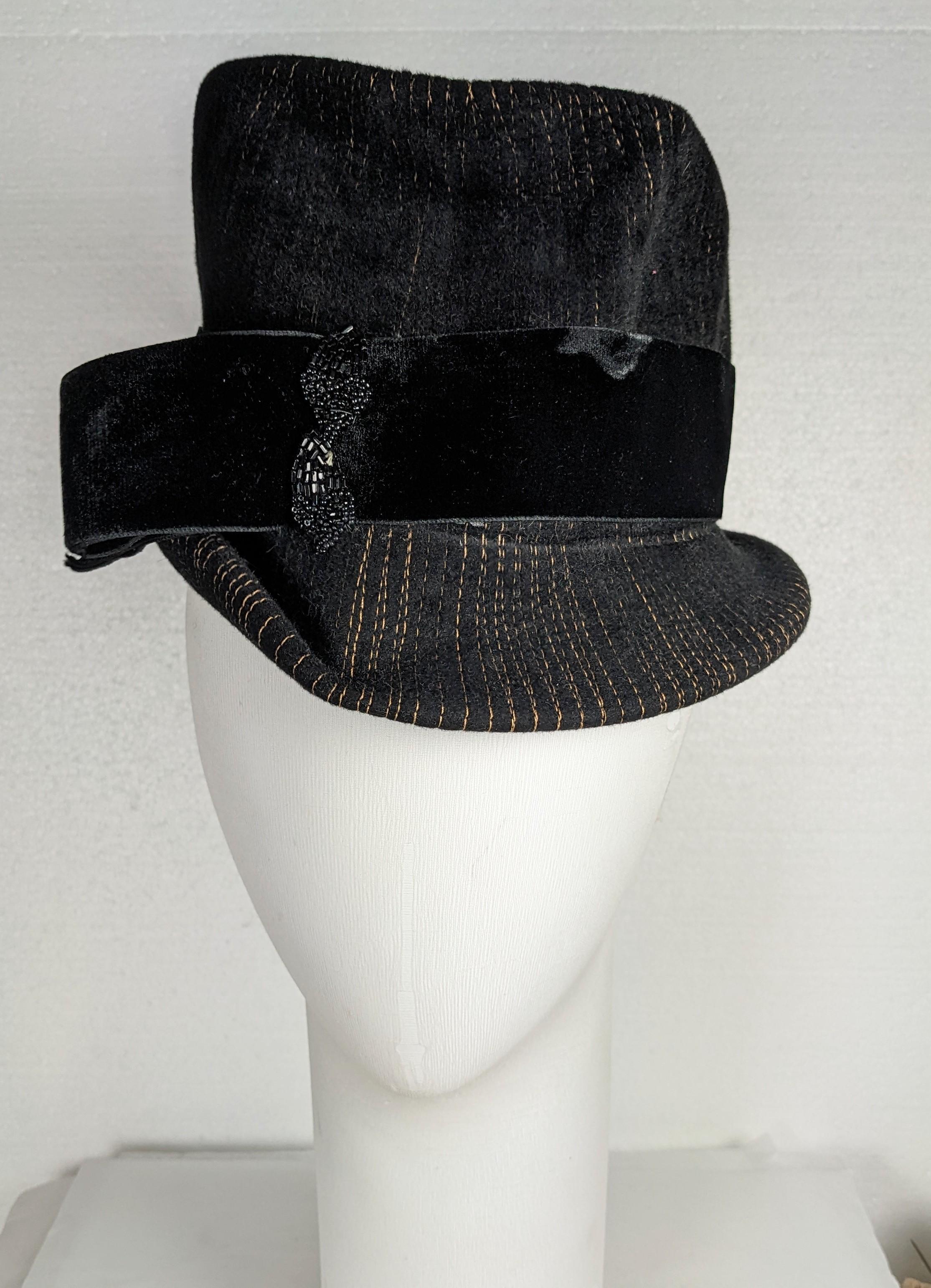 Black Schiaparelli Talleyrand Silhouette Revival Stovepipe Hat For Sale
