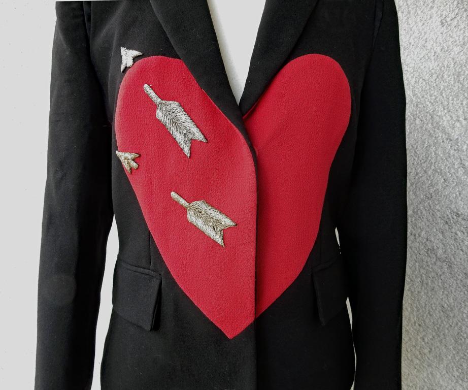 Black Schiaparelli Valentine Heart w/Arrow dress Jacket   New! For Sale