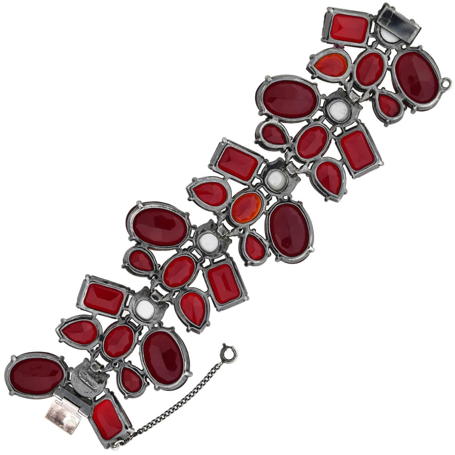 Contemporary Schiaparelli Vintage Multi-Crystal Link Bracelet