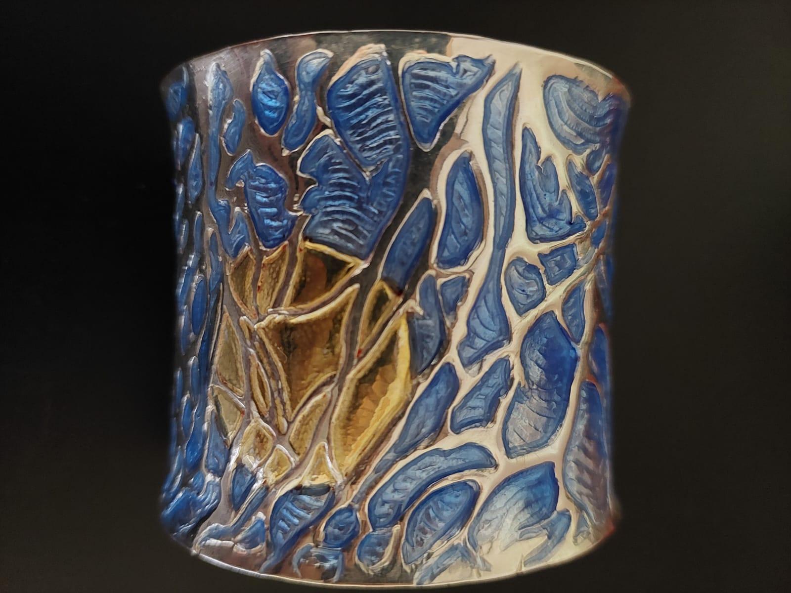 Schiava Blue Coral Bracelet, Sterling Silver, Handmade, Italy For Sale 11
