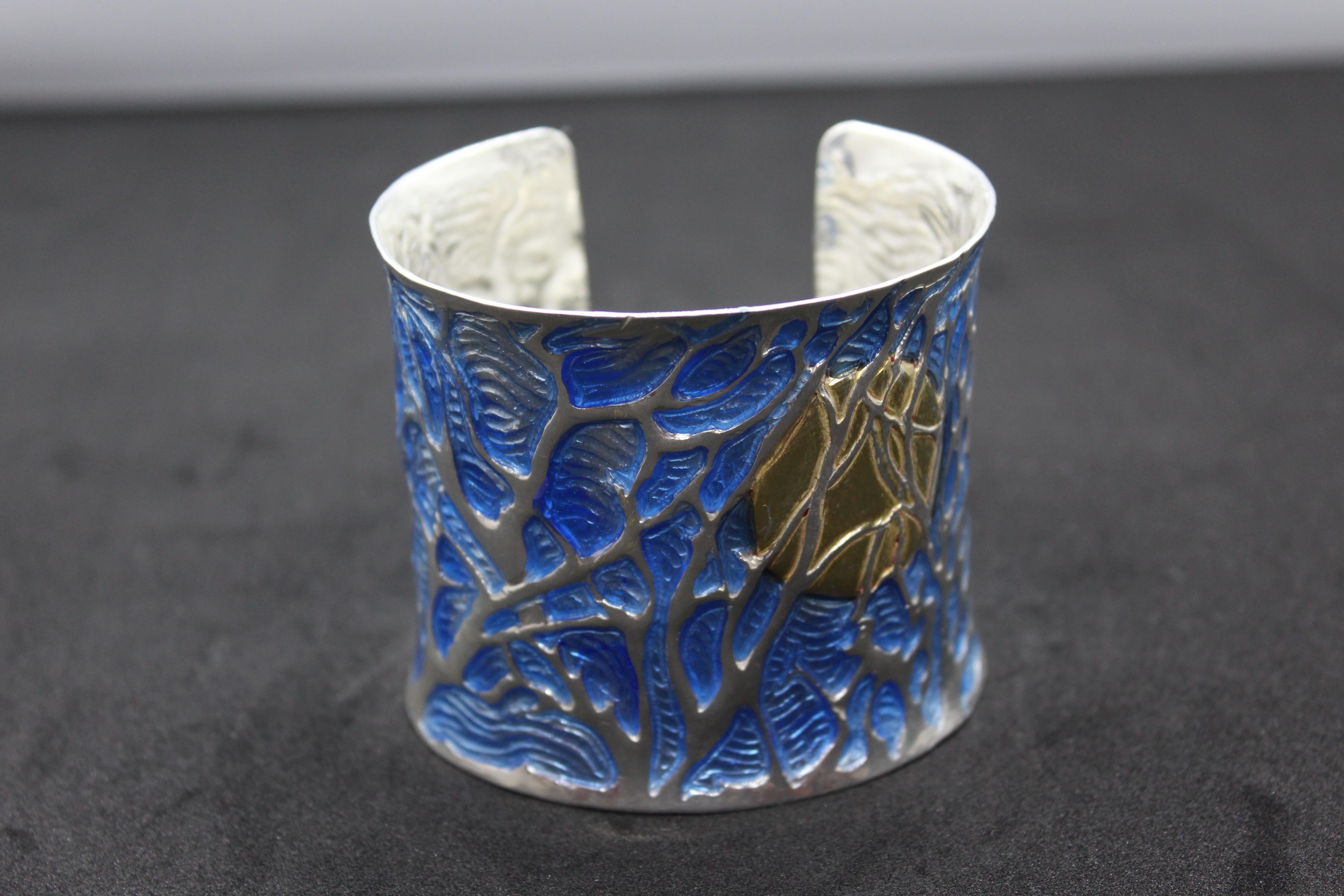 Women's Schiava Blue Coral Bracelet, Sterling Silver, Handmade, Italy For Sale