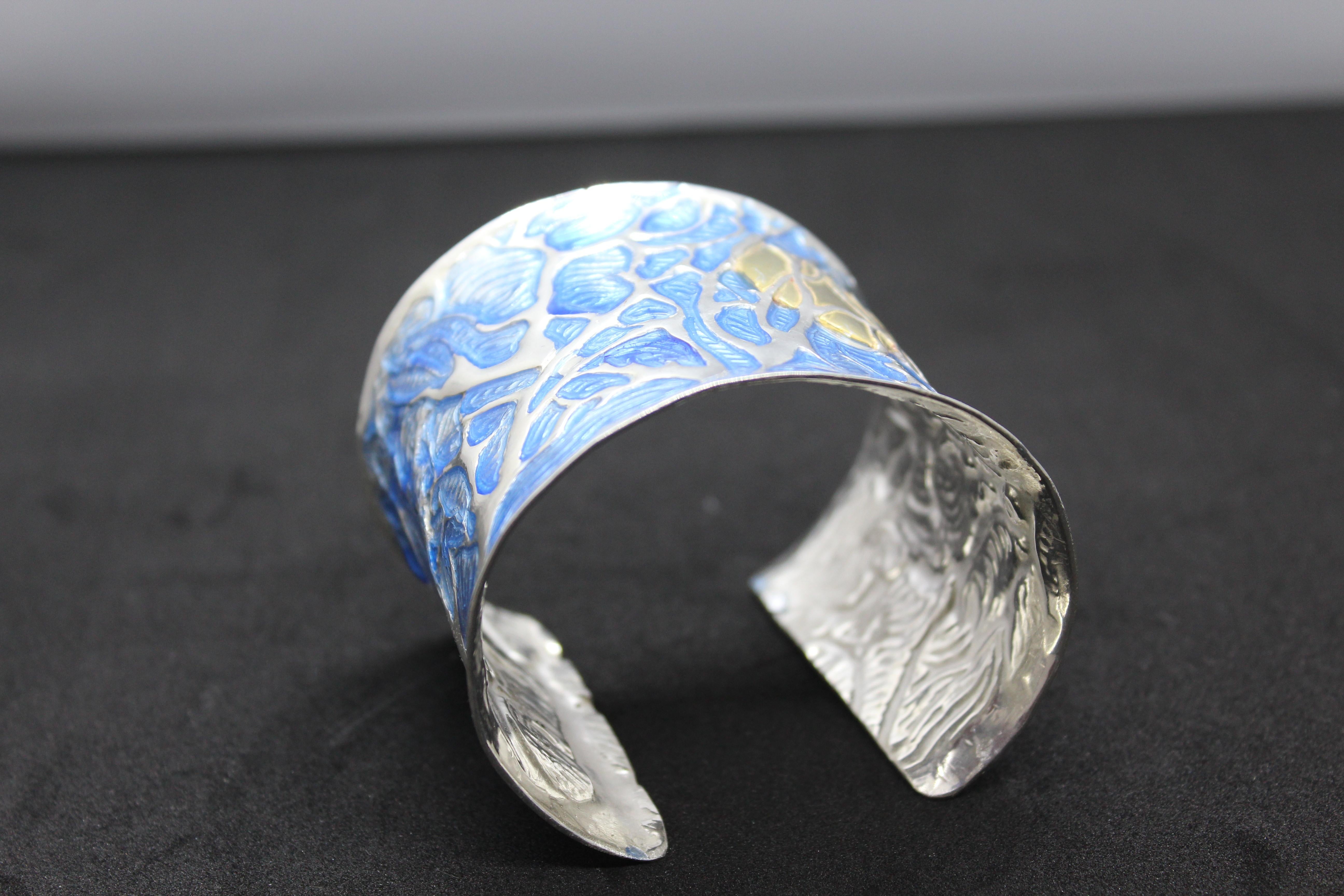 Schiava Blue Coral Bracelet, Sterling Silver, Handmade, Italy For Sale 1