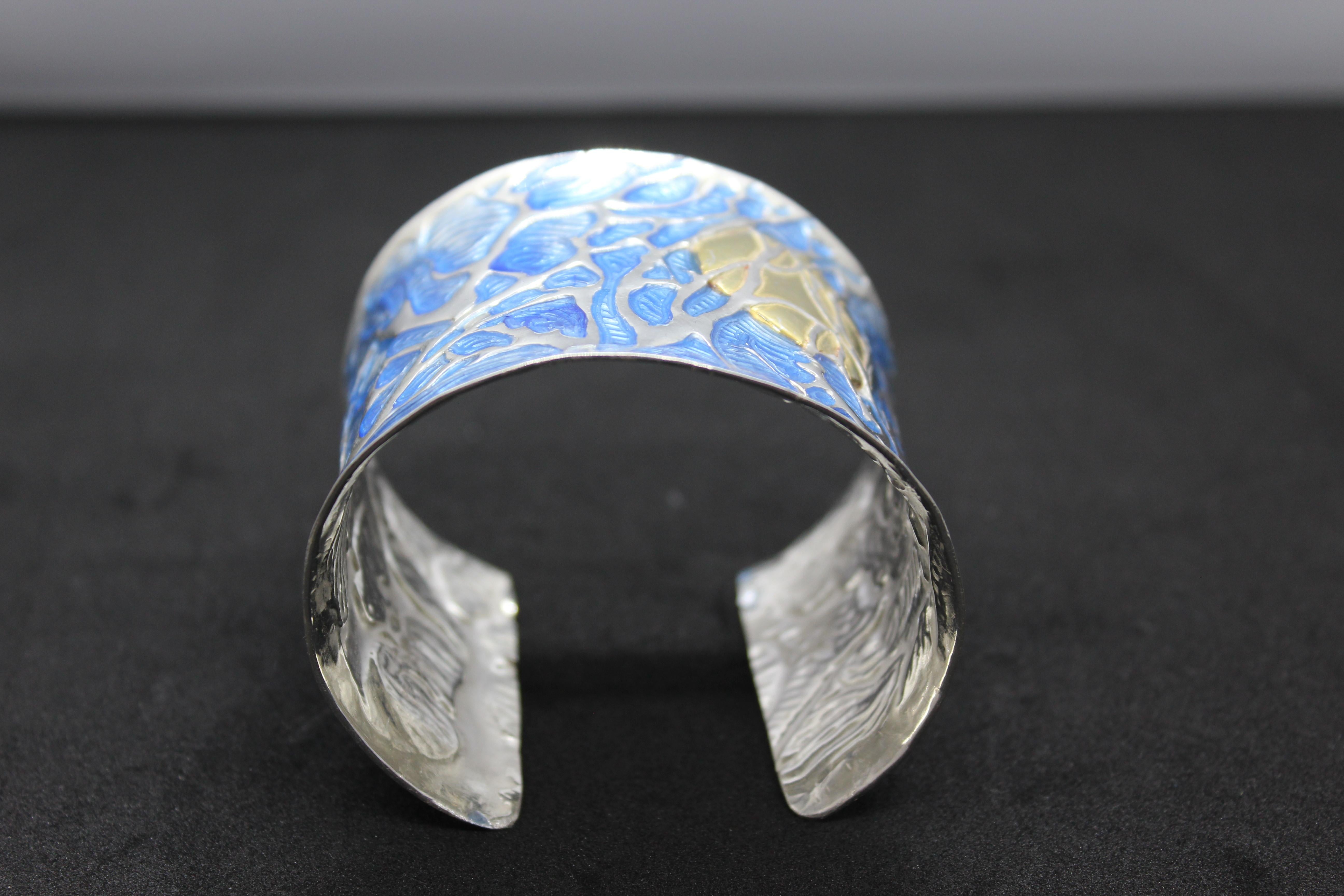 Schiava Blue Coral Bracelet, Sterling Silver, Handmade, Italy For Sale 3