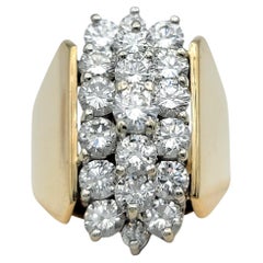 Schiller Vertical Diamond Cluster Wide Shank Cocktail Ring in 14 Karat Gold