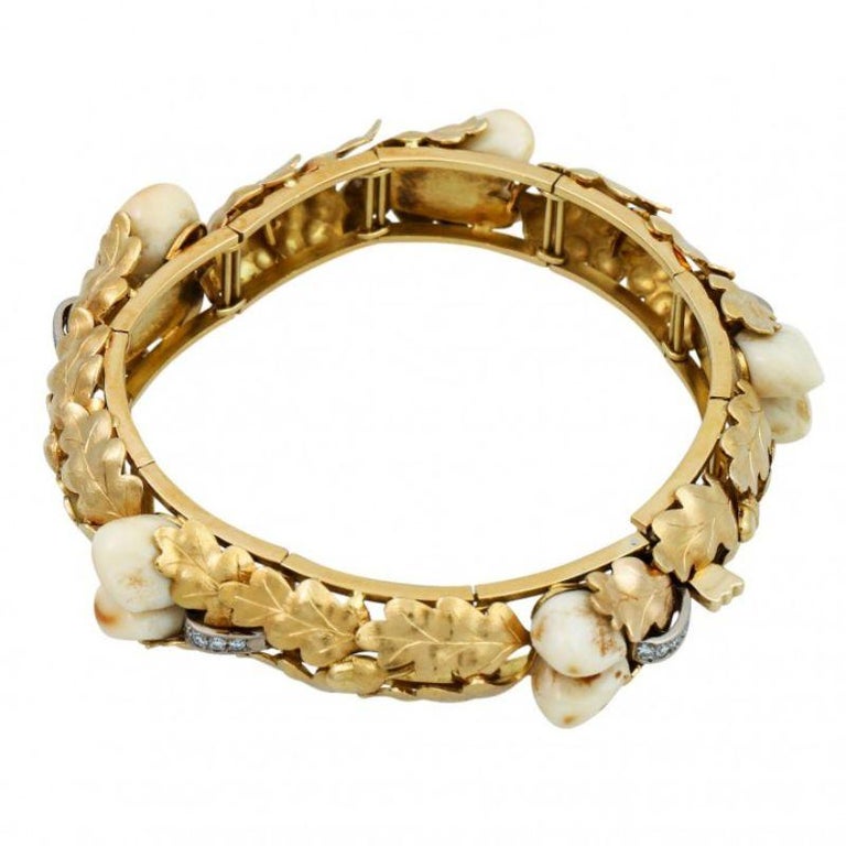 Schilling Costume Bracelet with Grandels and Octagonal Diamonds