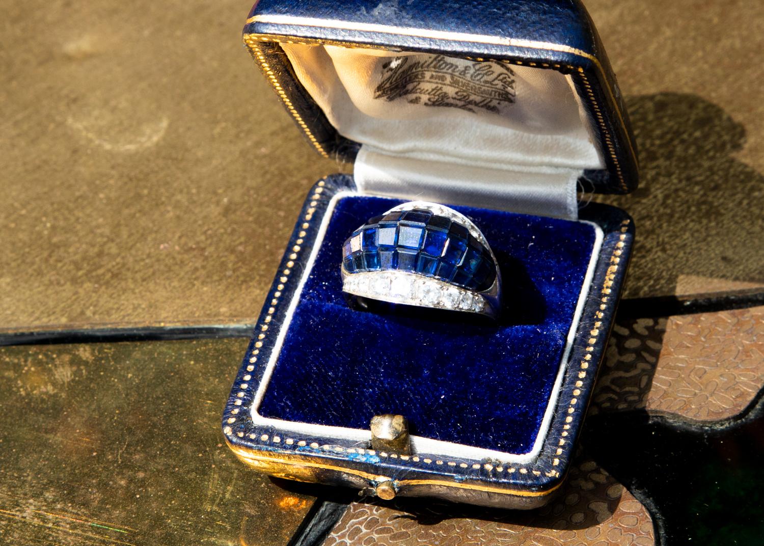 Schilling Sapphire and Diamond Cocktail Ring For Sale 1