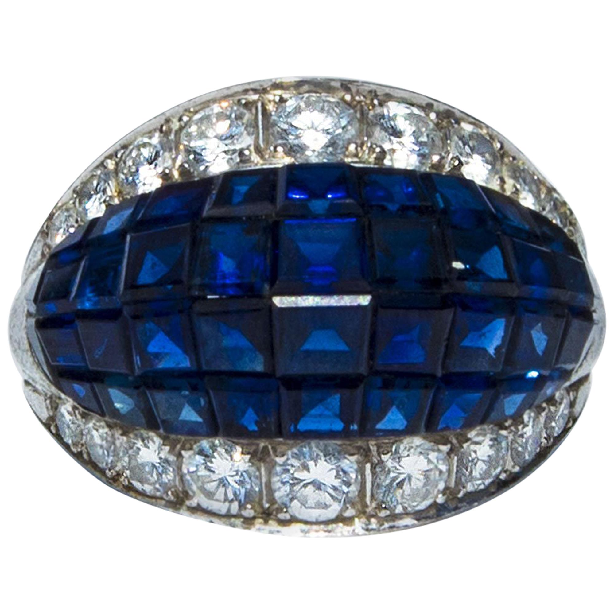 Schilling Sapphire and Diamond Cocktail Ring For Sale