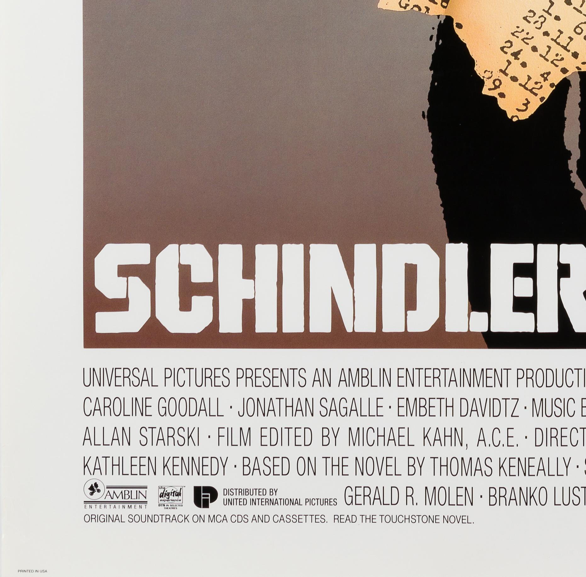 Paper Schindler's List Original Special US Film Poster, Saul Bass, 1993 For Sale