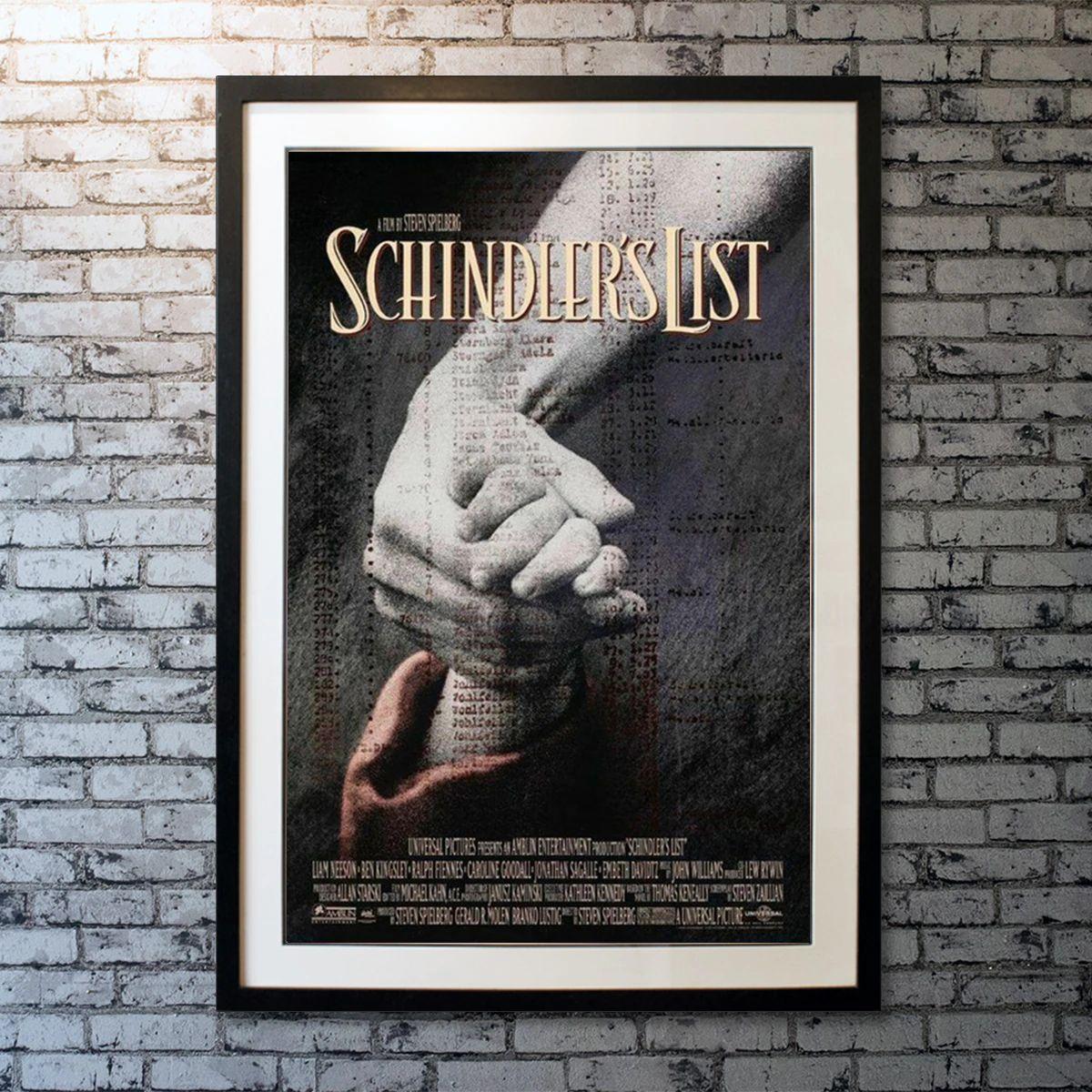 Schindler's List, Unframed Poster (1993)

Original One Sheet (27 X 40 Inches). In German-occupied Poland during World War II, industrialist Oskar Schindler gradually becomes concerned for his Jewish workforce after witnessing their persecution by