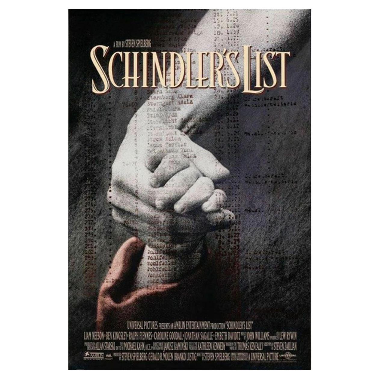 Schindler's List, Unframed Poster '1993' For Sale