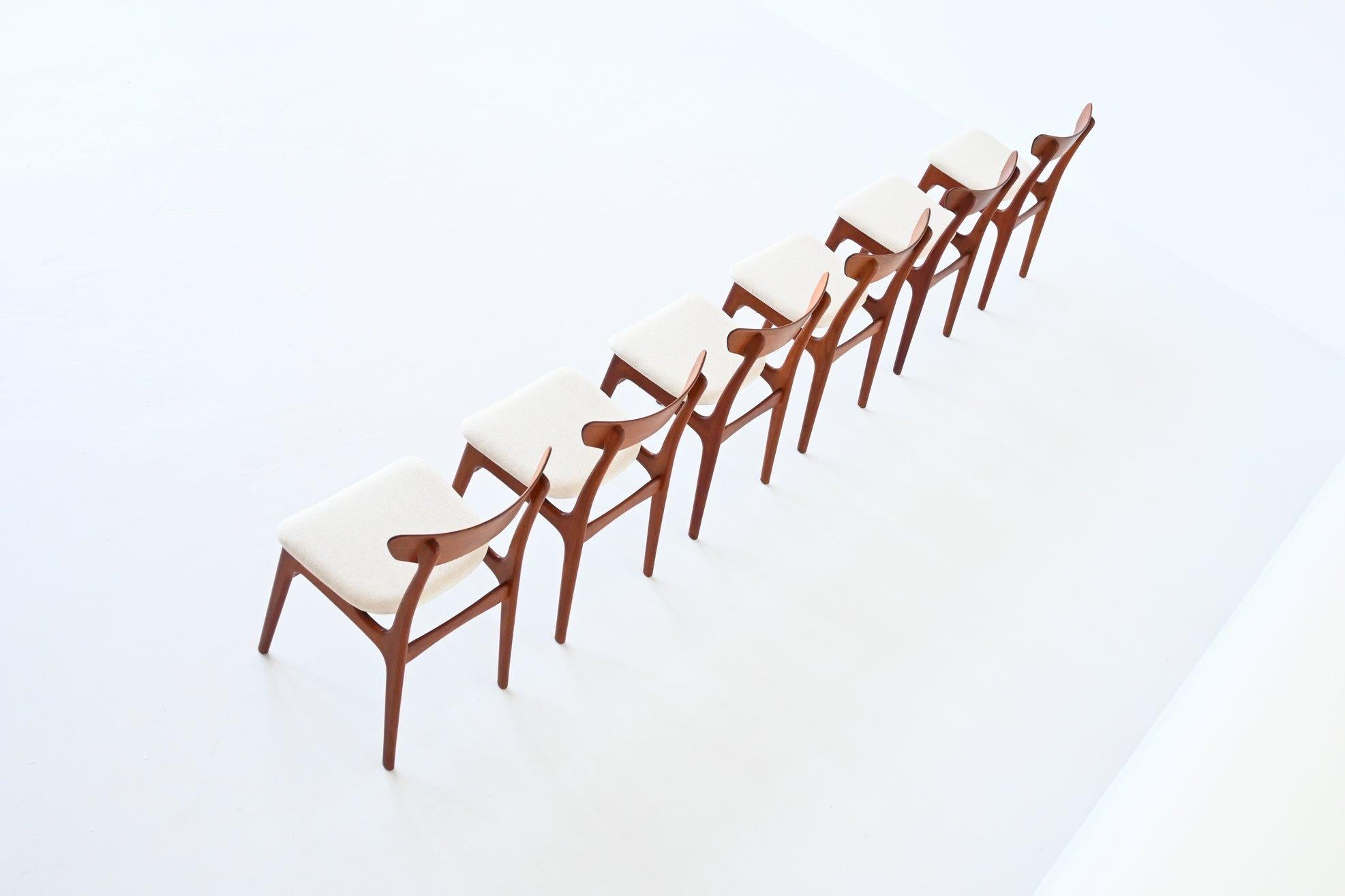 Fabric Schionning & Elgaard Teak Dining Chairs Randers, Denmark, 1960