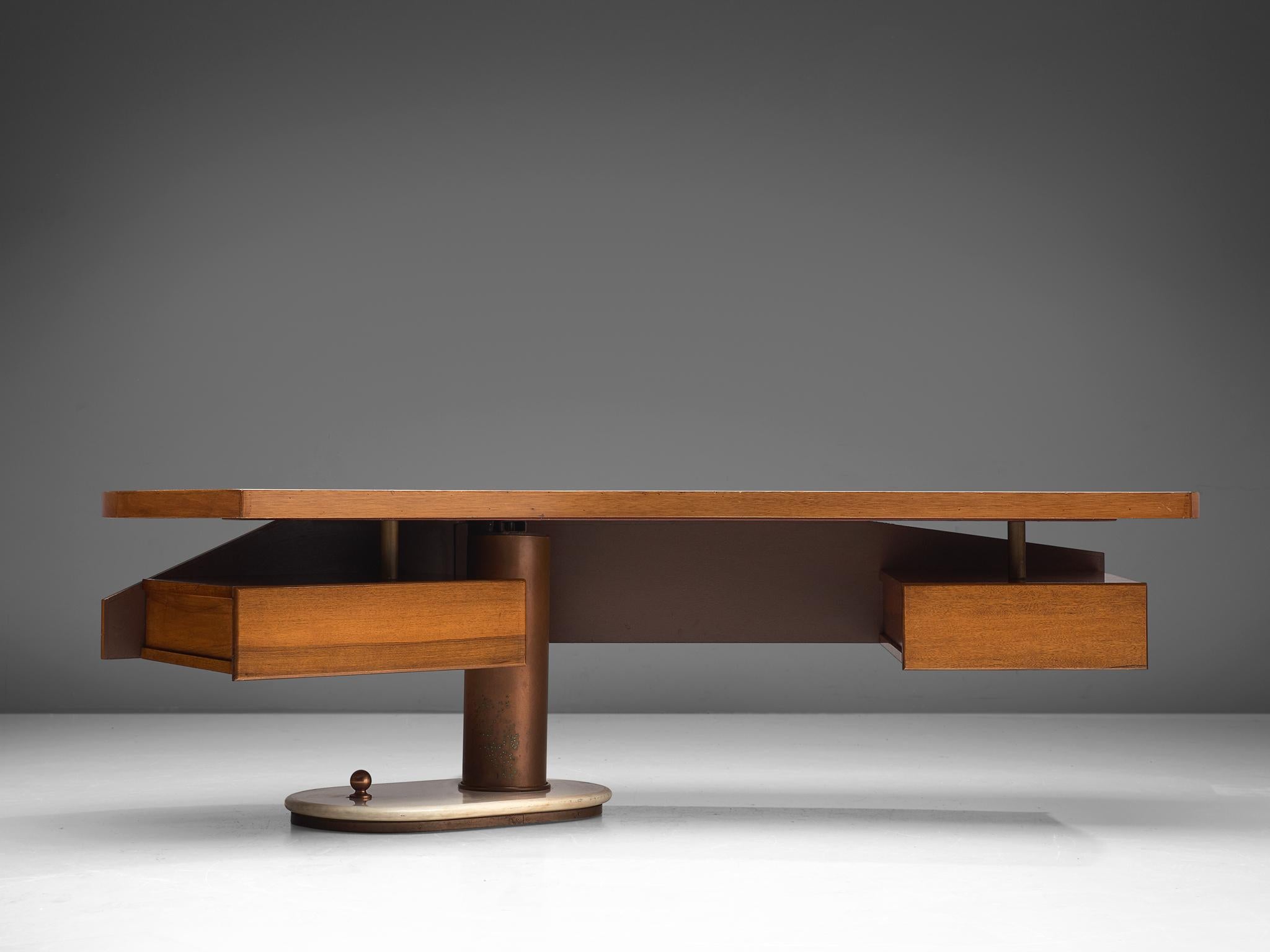 Mid-Century Modern Schirolli Boomerang Desk in Wood, Italy, 1960s.