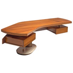 Schirolli Boomerang Desk in Wood, Italy, 1960s.