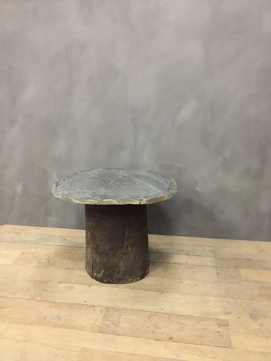 Schist Table on Chestnut Beehive Base 3