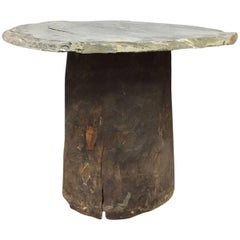 Schist Table on Chestnut Beehive Base